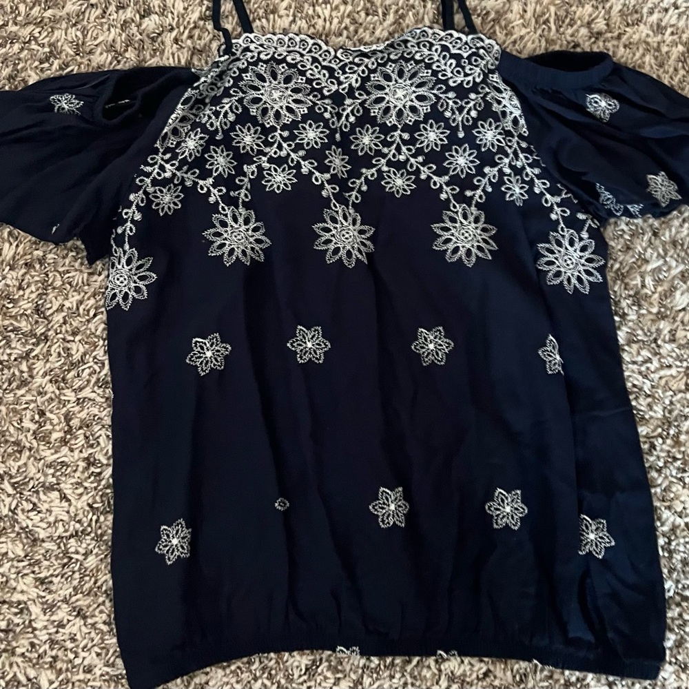 Elegant Black Embroidered Women's Top
